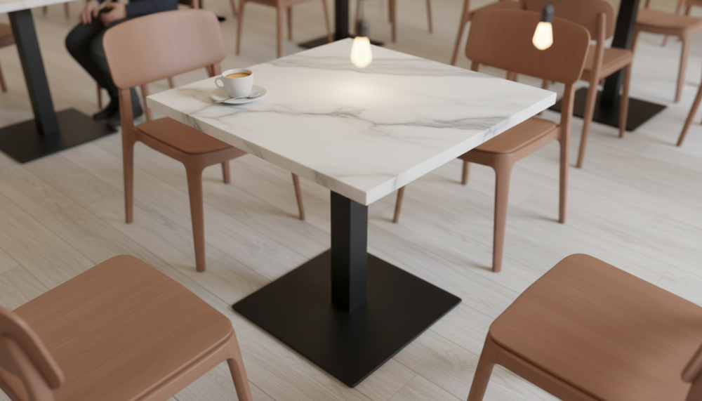 Столешница HPL на основе МДФ (квадратная) Мрамор Белый Матовый_14