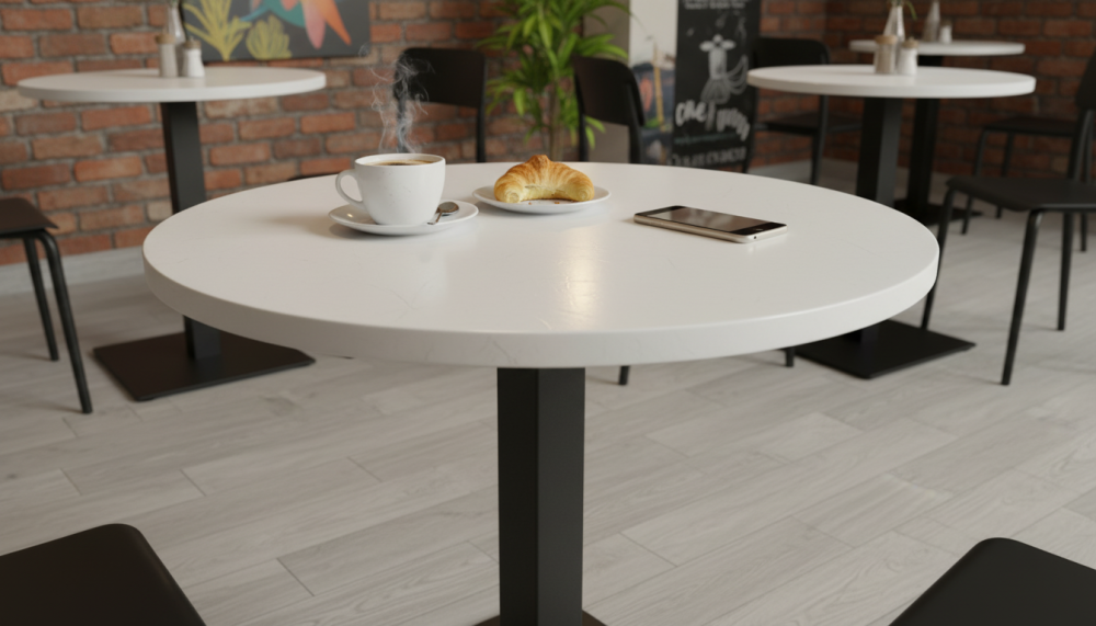 Столешница HPL на основе МДФ (круглая) Белый_4