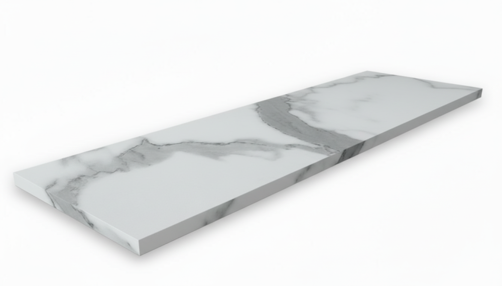Столешница HPL на основе МДФ (прямоугольная) Мрамор Белый Матовый_13