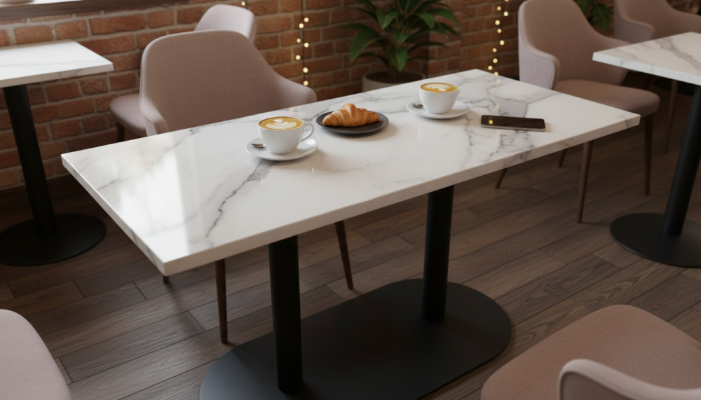 Столешница HPL на основе МДФ (прямоугольная) Мрамор Белый Матовый_14