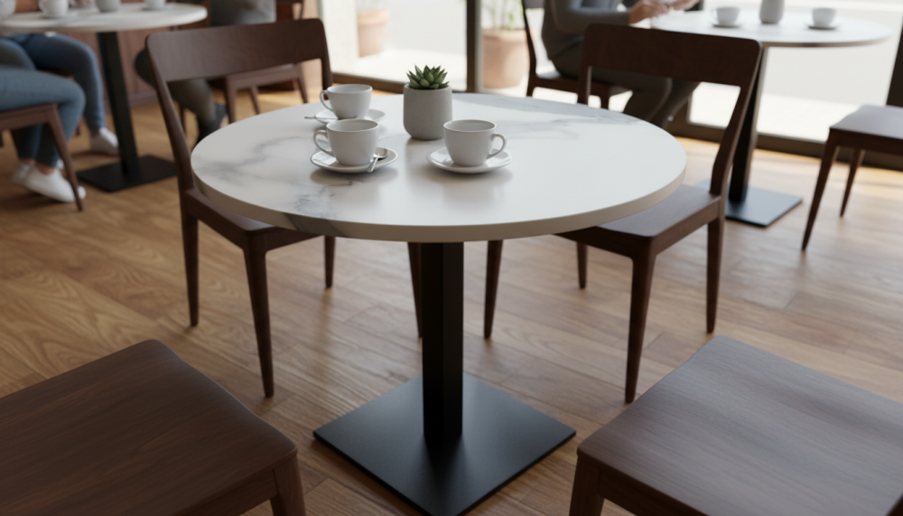 Столешница HPL на основе МДФ (круглая) Мрамор Белый Матовый_14