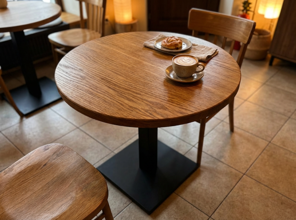 Столешница шпон дуба на основе ВЛАГОСТОЙКОГО МДФ (круглая)